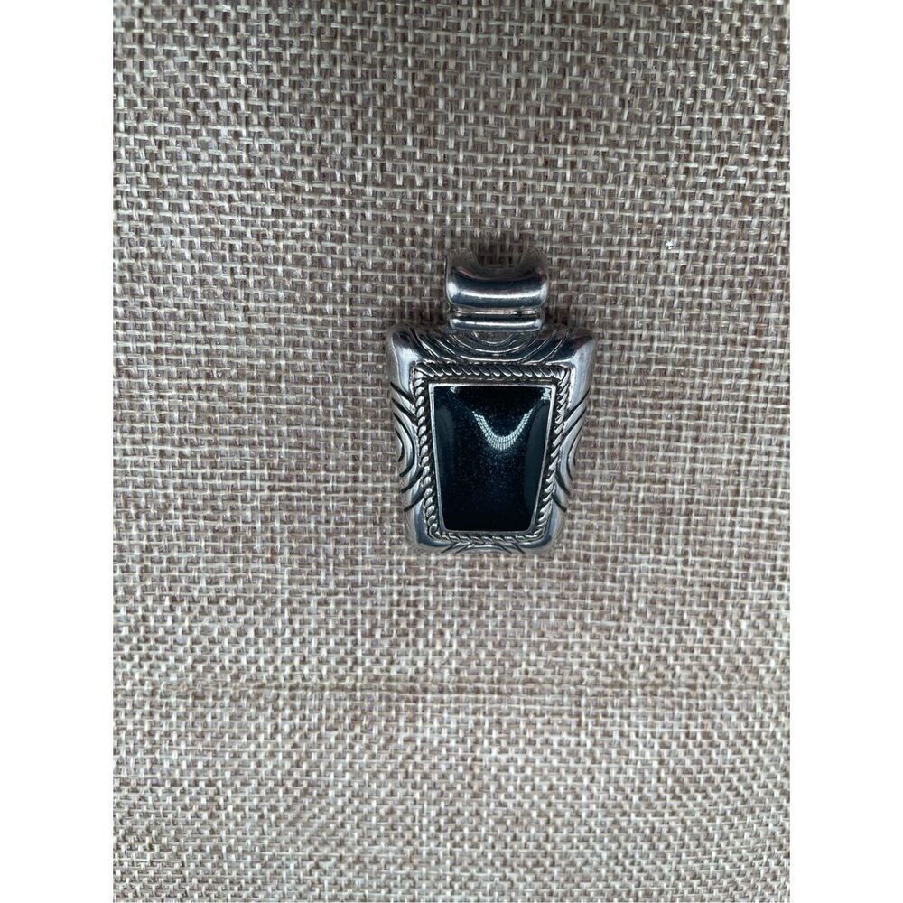 Premier Design Phoenix Silver Tone Black Faux Onyx Pendant Vintage - Picture 5 of 5